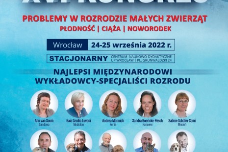 Plakat informacyjny nt. XVI Kongres Wrocław-Rozród małych Zwierząt, 24-25 września 2022